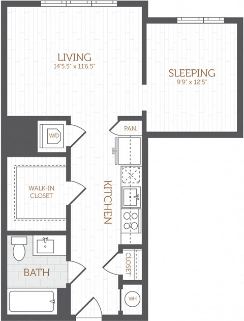 a floor plan of a bedroom apartment with a bathroom and a closet